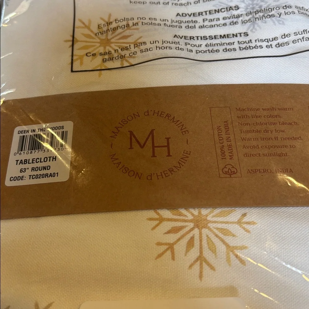Maison d' Hermine Table Cloth Round 100% Cotton 69” Farmhouse Deer in The Woods